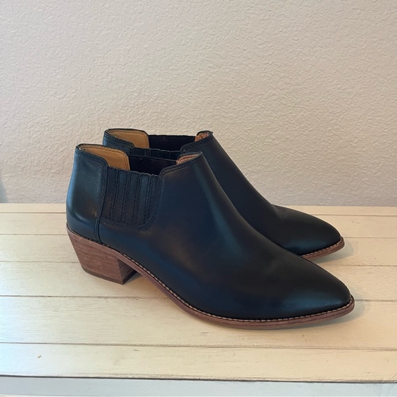 Madewell Sonia Black Leather Low Ankle Chelsea Boots Booties - Picture 2 of 12
